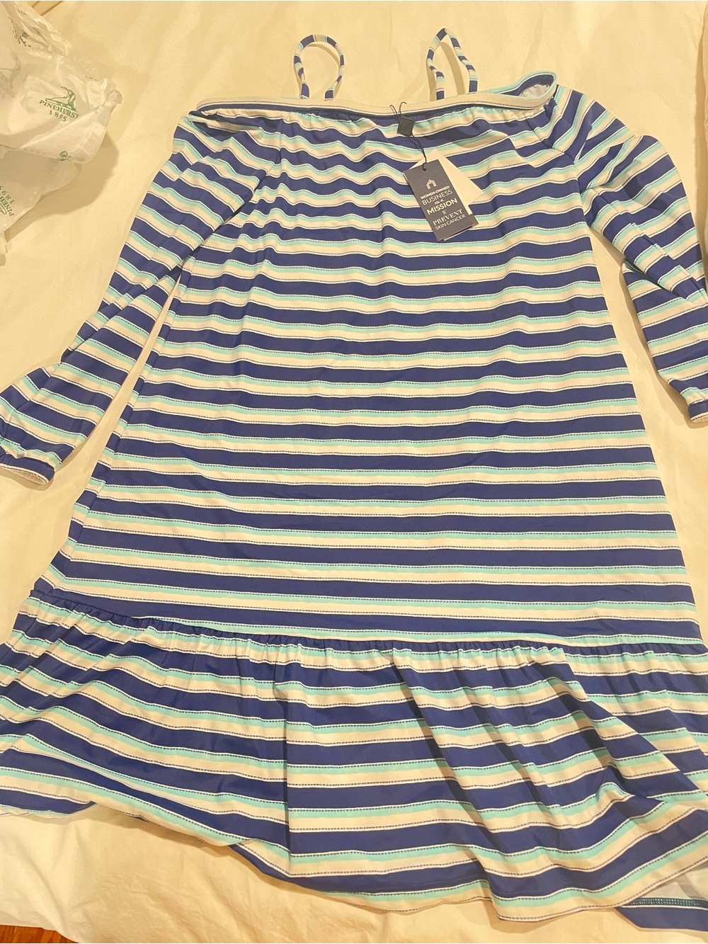 Cabana Life Navy, Teal & White Striped Beach Top with Aqua Accents